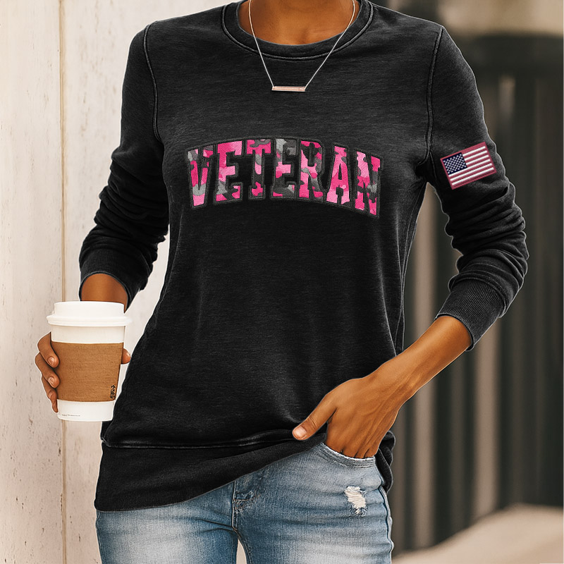 Women's Veteran Print Casual Sweatshirt