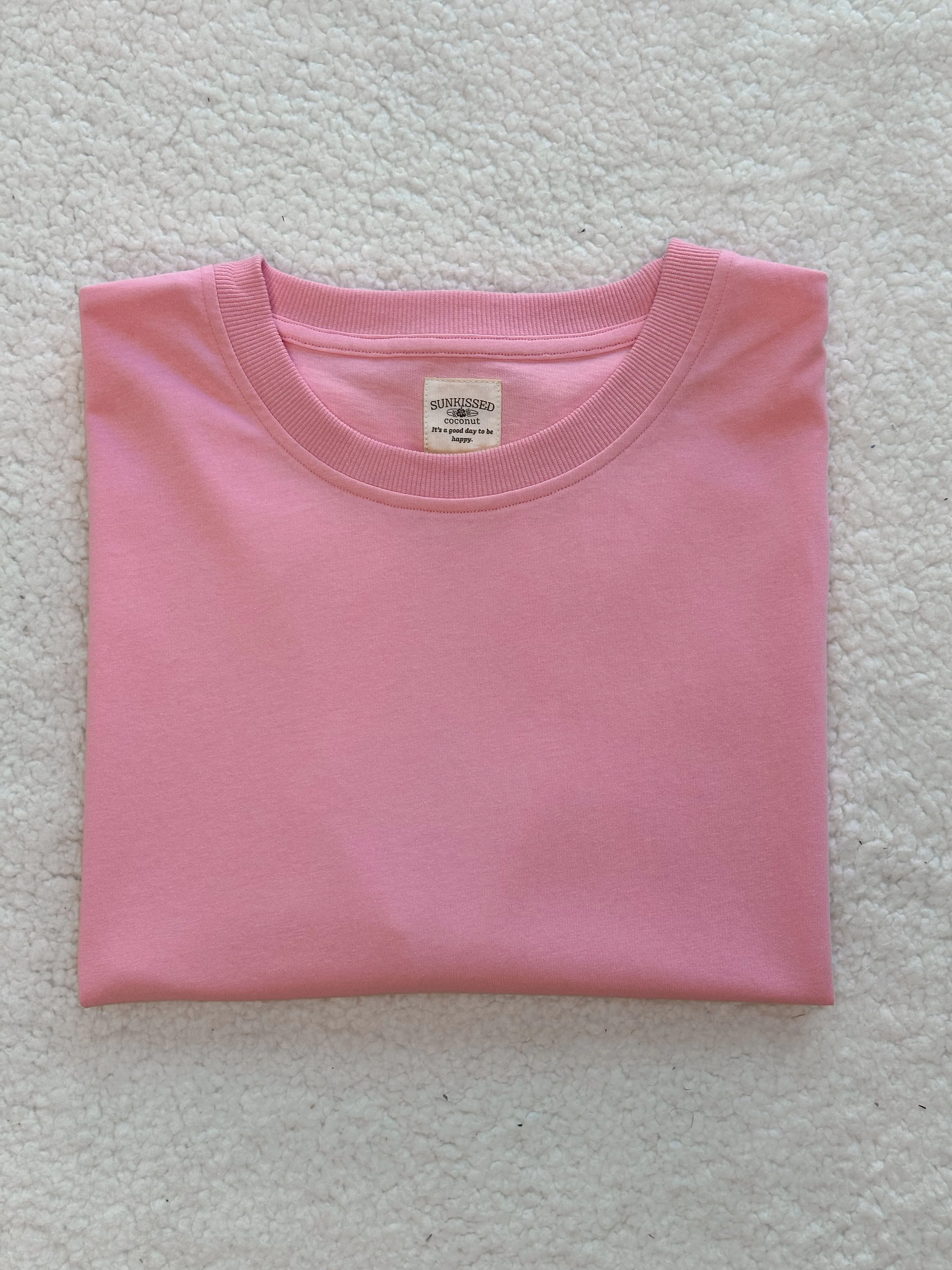 Lush Pink Basic Slightly Cropped Blank Tee