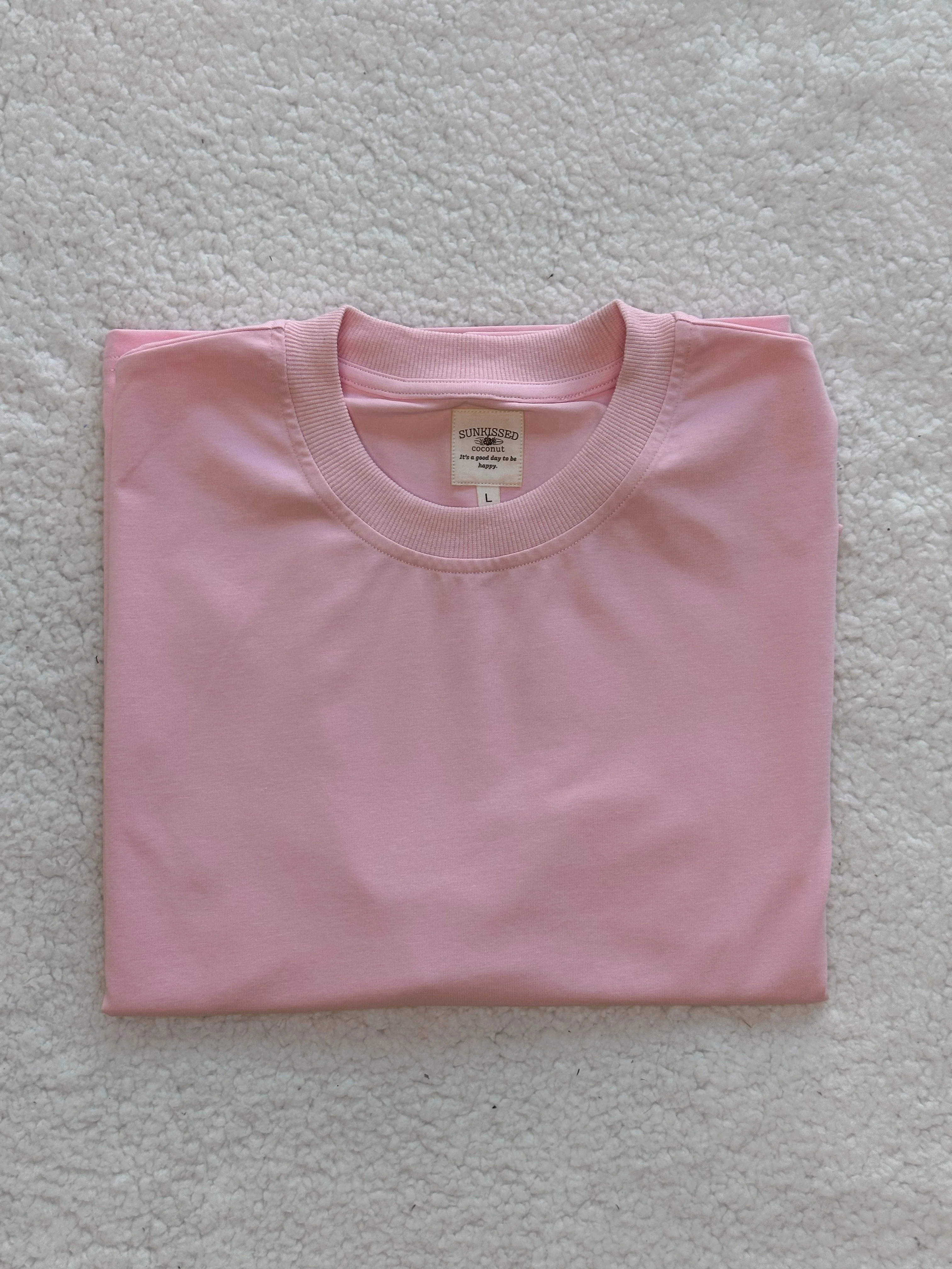 Blair Pink Basic Slightly Cropped Blank Tee