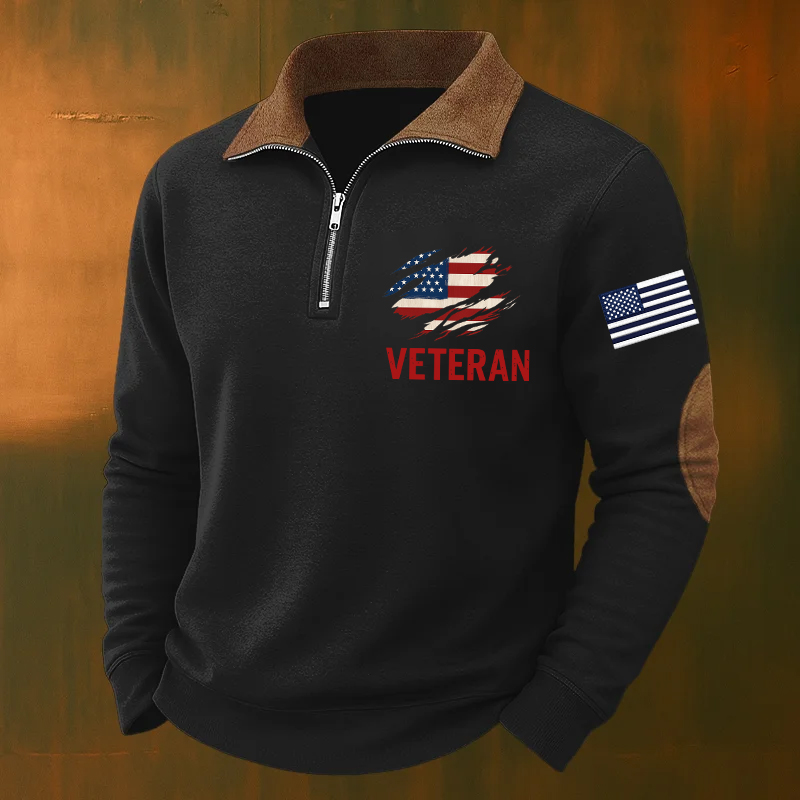 Men's Veteran Casual Zipper Sweatshirt