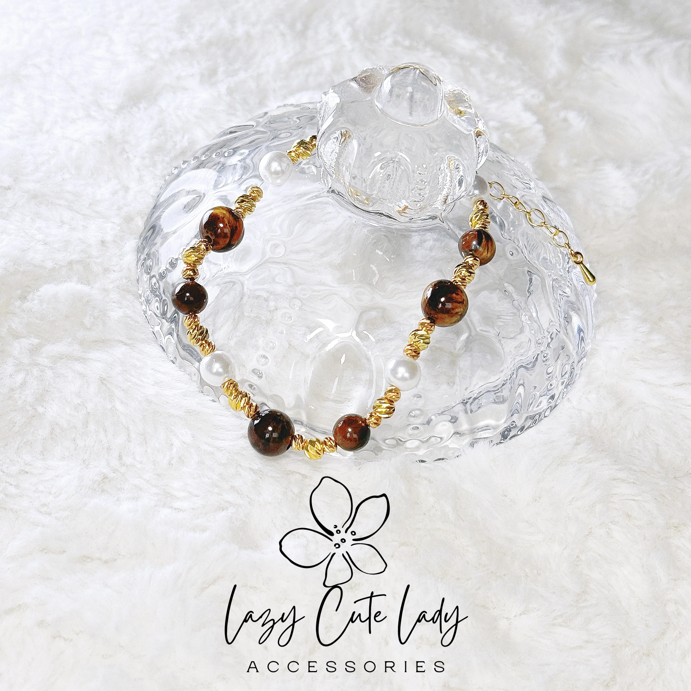 Elegant Tiger Eye and Pearl Bracelet - Gold and Silver Options