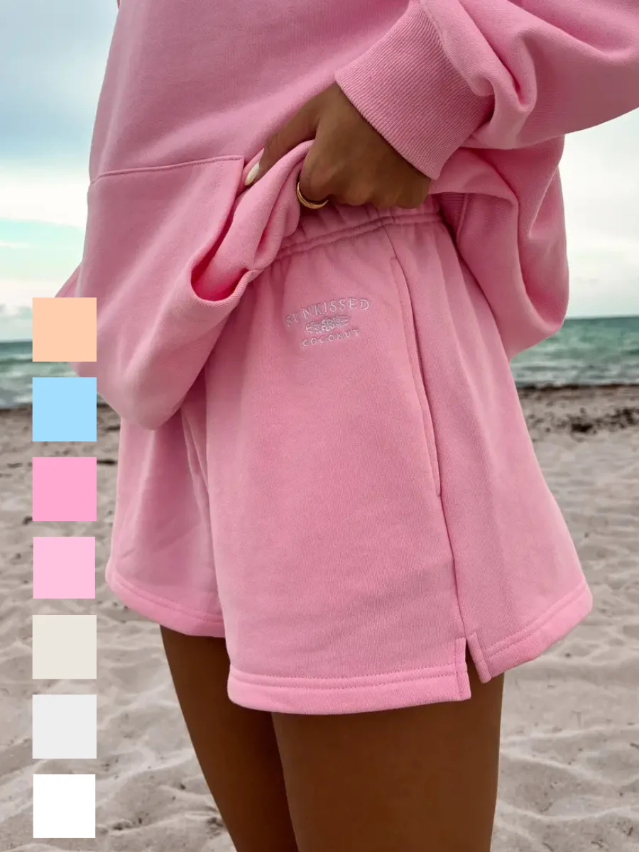 Sunkissedcoconut Embroidered Sweat Shorts 100% Cotton