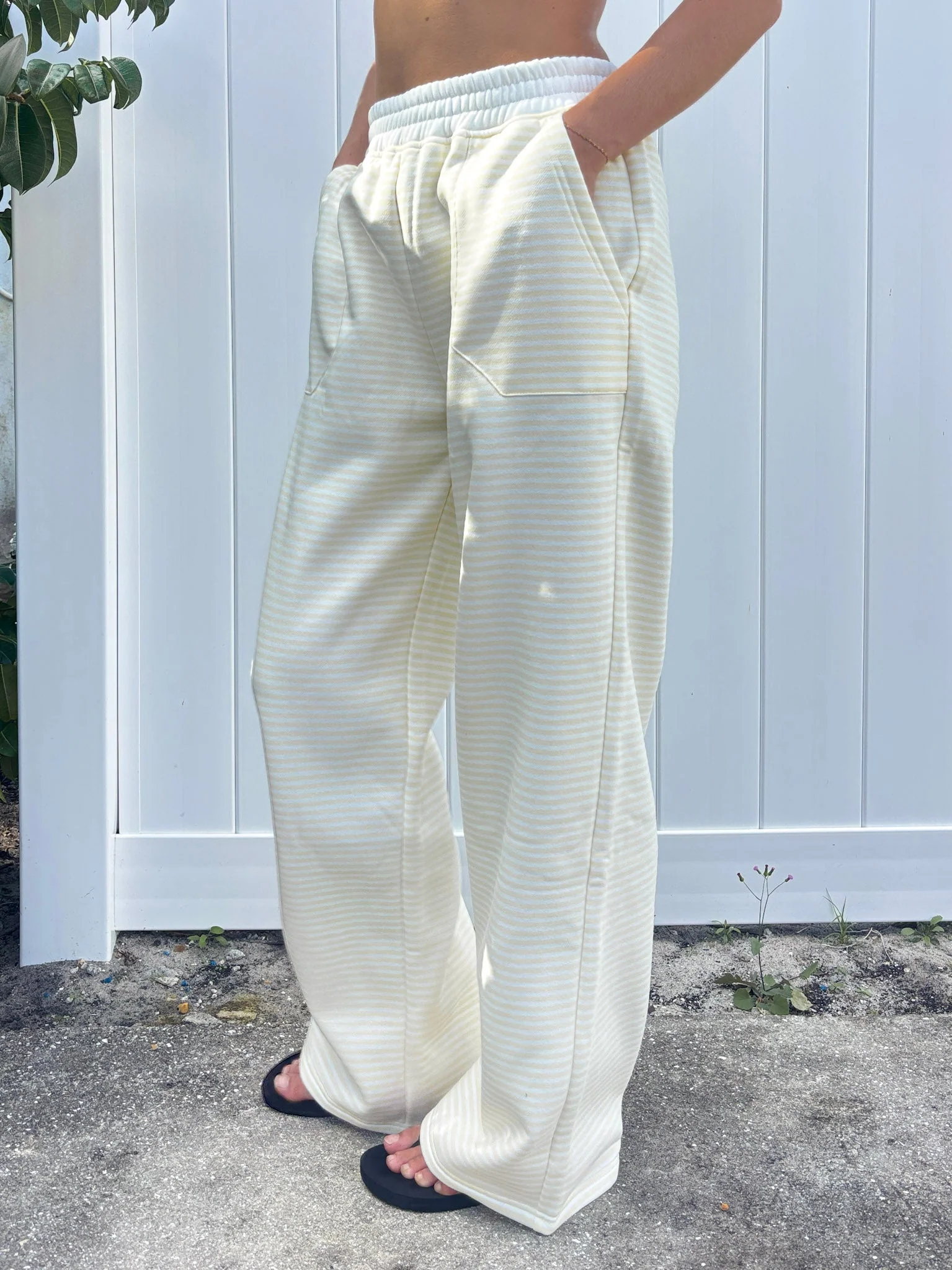 Baby Yellow and White Big Striped Sweatpants