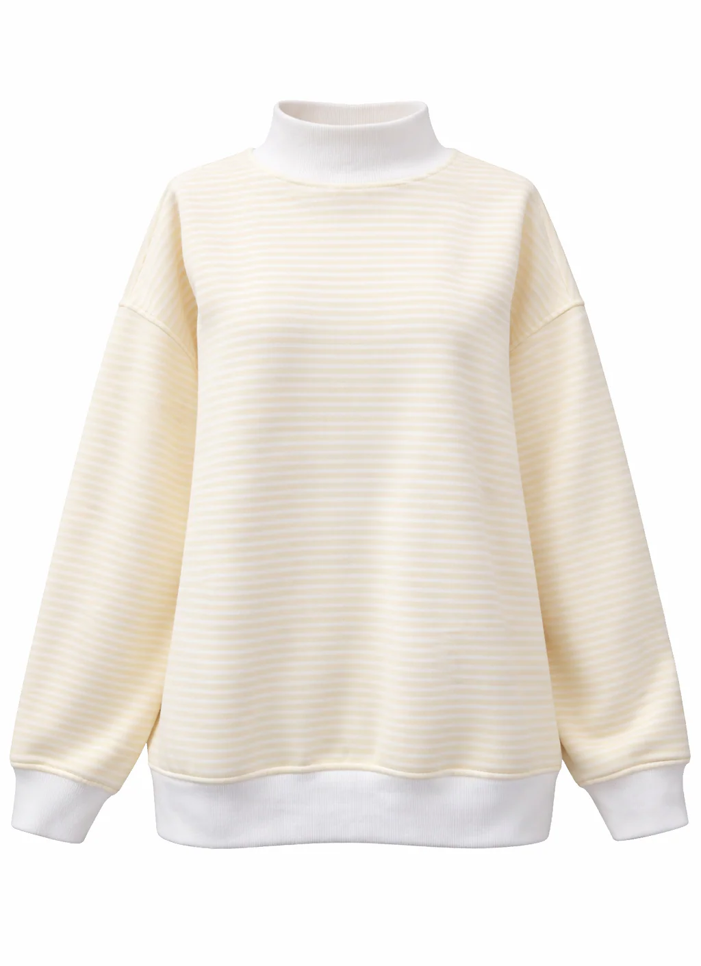 Baby Yellow and White Big Striped Mockneck Sweatshirt