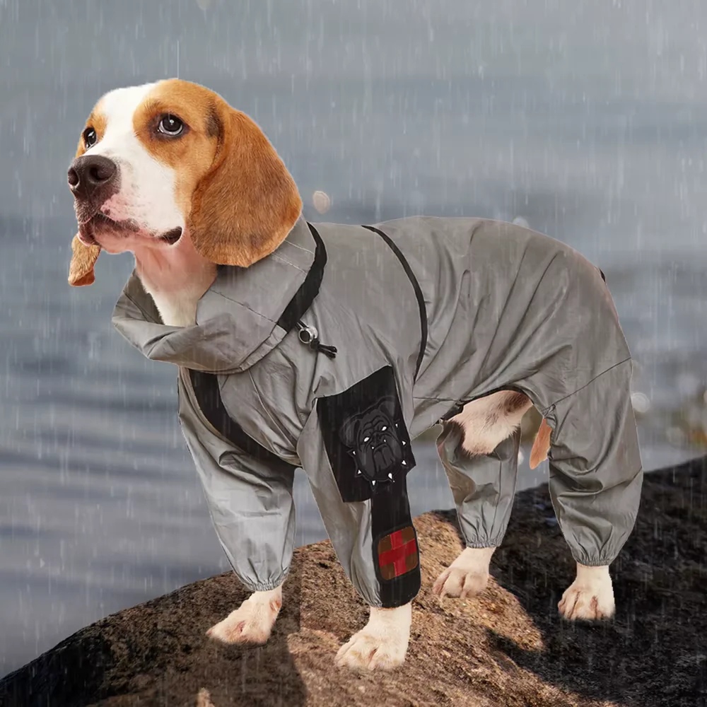 Outdoor Large Dog Raincoat Reflective Sunscreen Jacket
