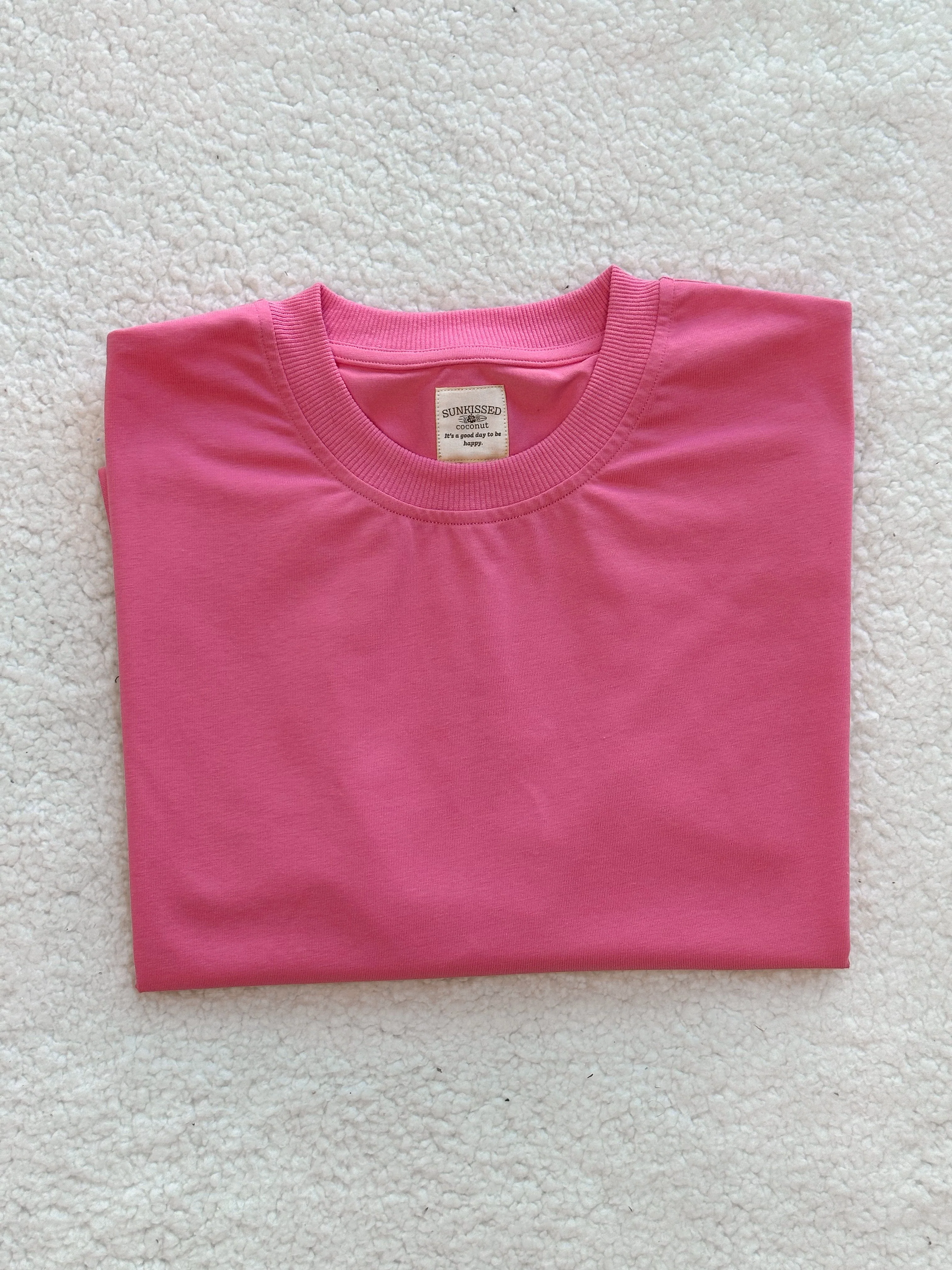 Malibu Pink Basic Slightly Cropped Blank Tee