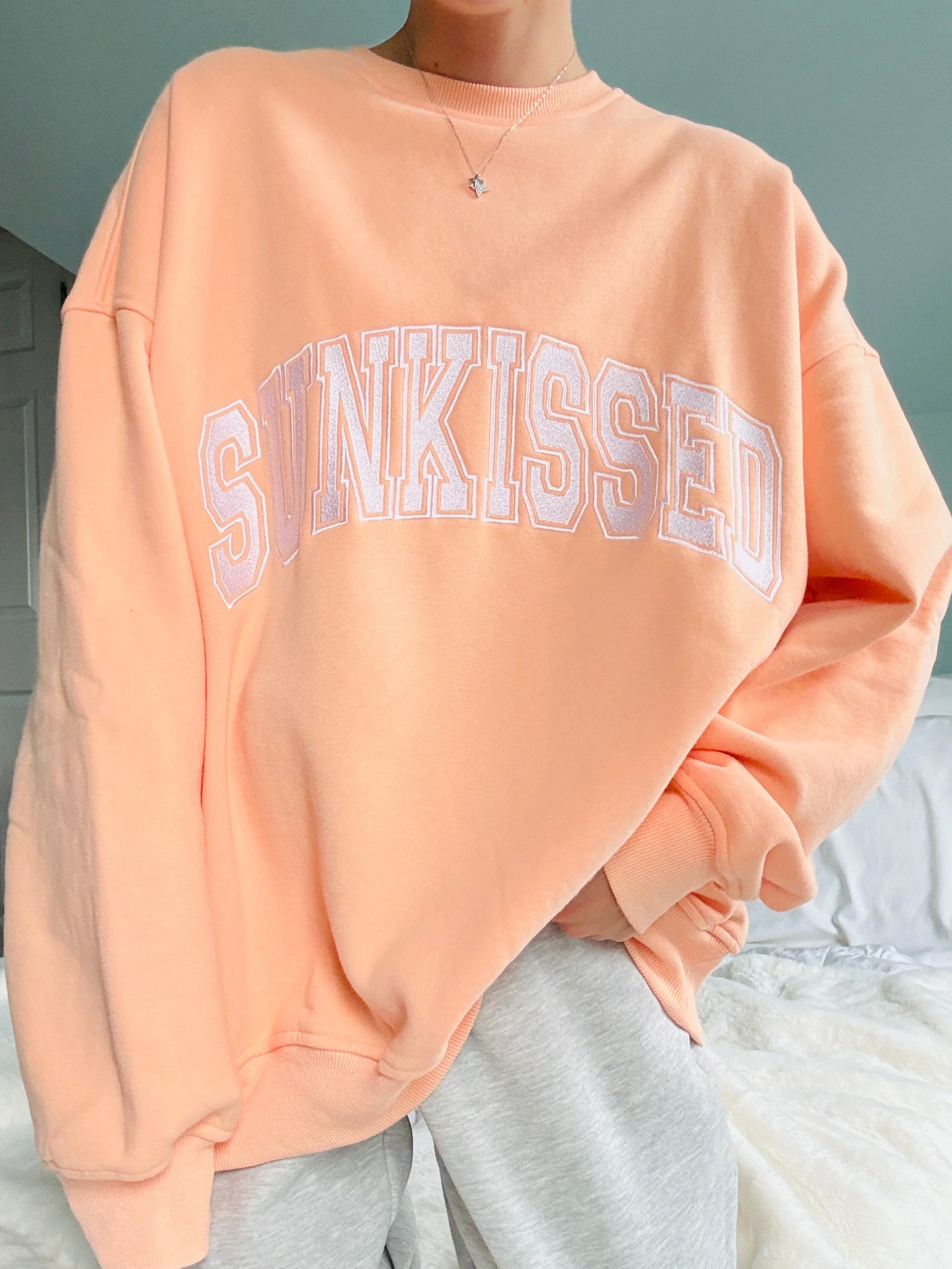 Sunkissed Collegiate Embroider Oversized Crewneck Sweatshirt