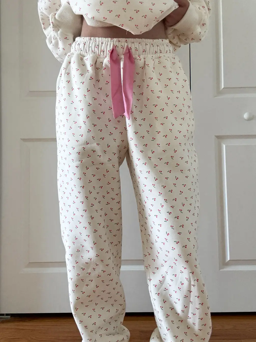 Blank Ivory Cherries All Over Jogger Sweatpants