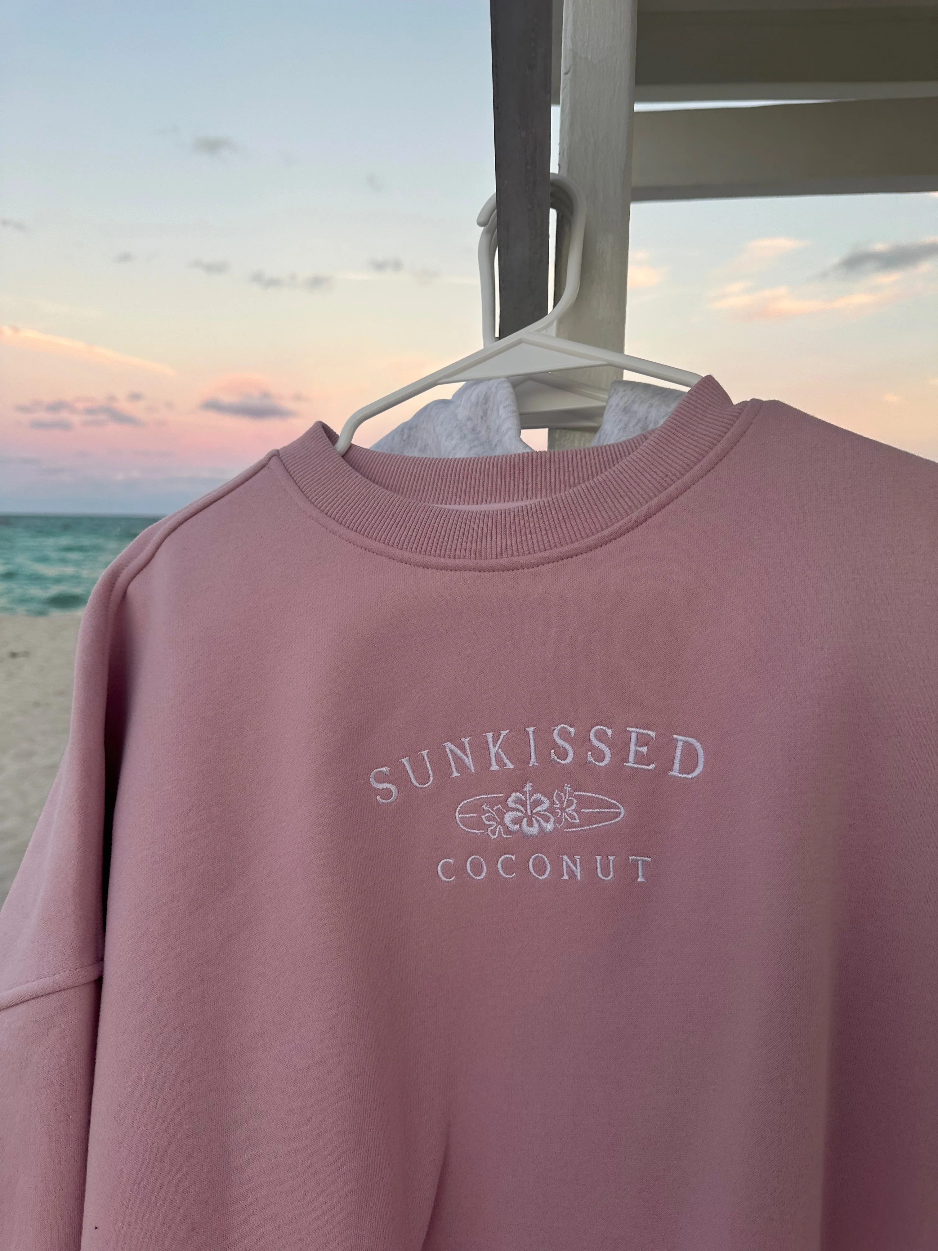 Mauve Mist Sunkissedcoconut Embroider Sweatshirt