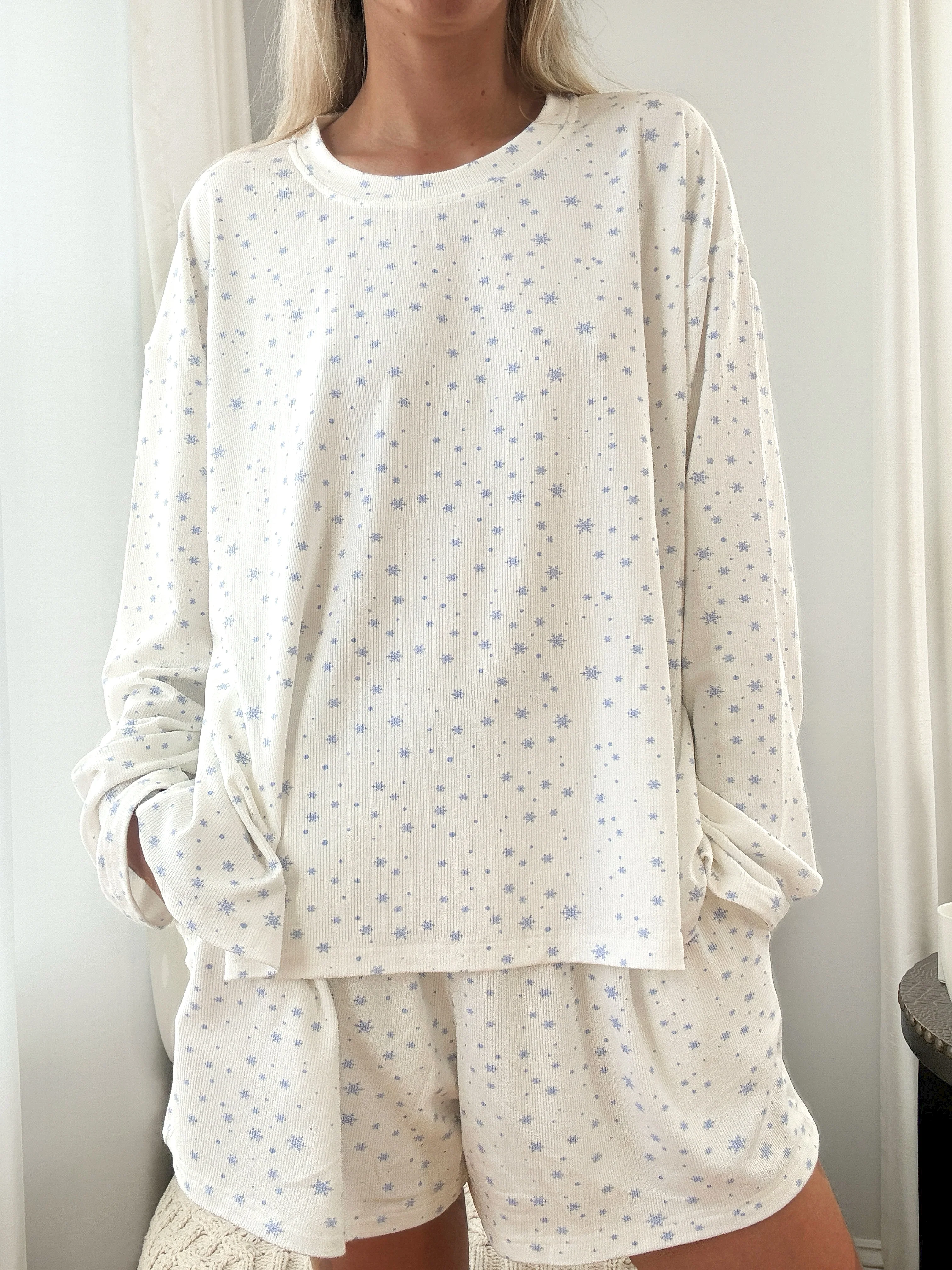 Snowflake Sunkissedcoconut Long Sleeve Pajama Top