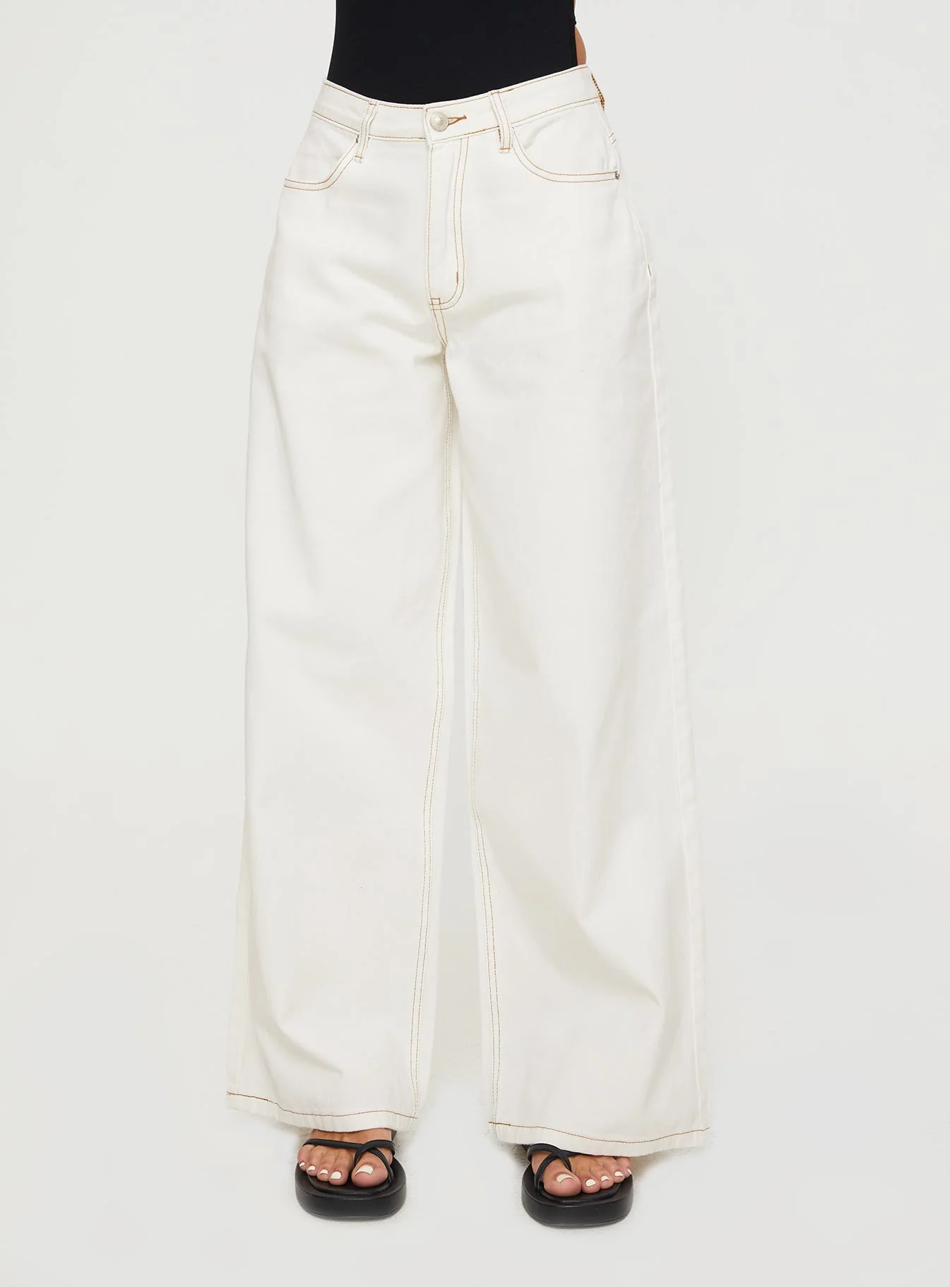 Naylor Mid Rise Wide Leg Jeans Cream