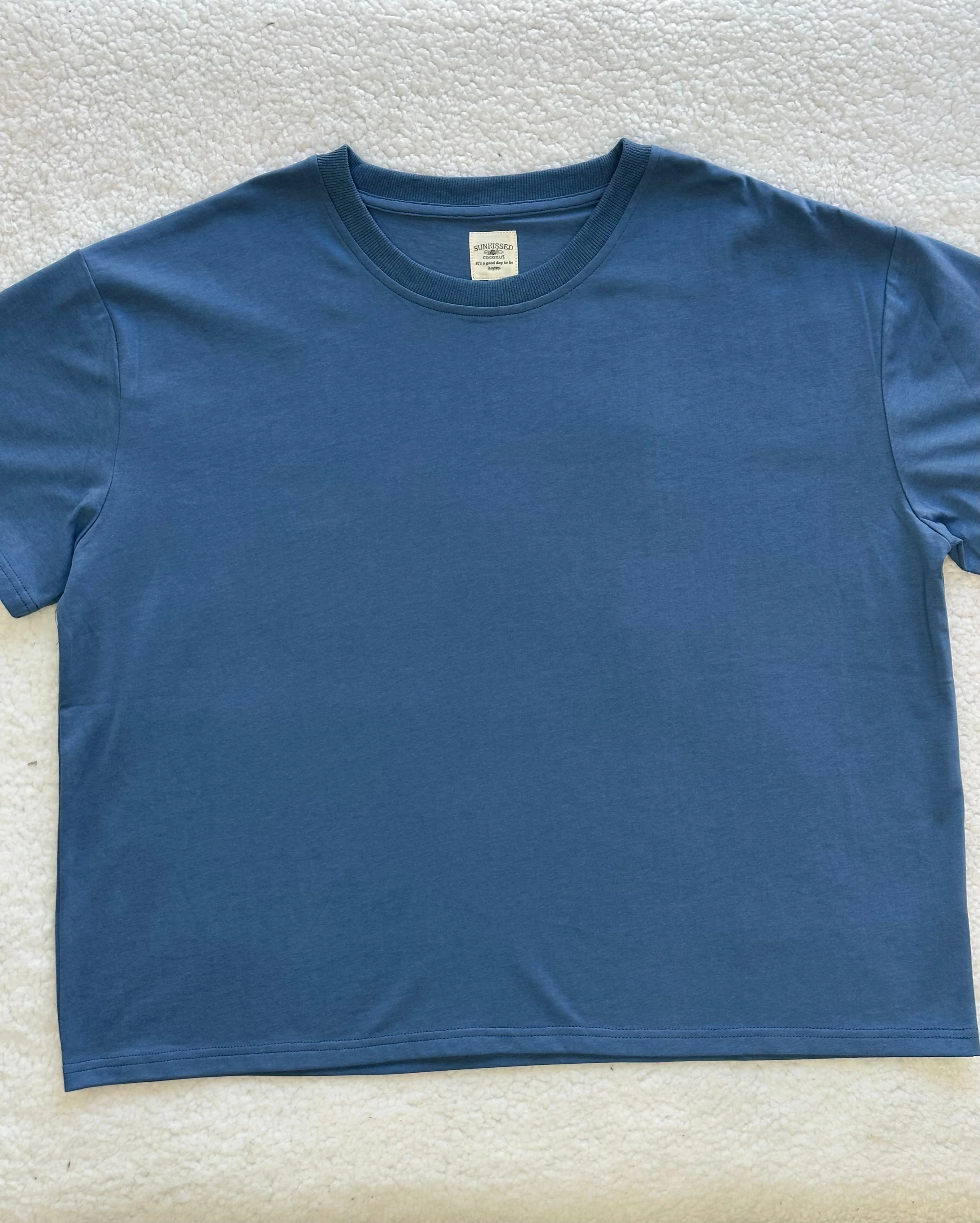 Hamptons Blue Basic Slightly Cropped Blank Tee