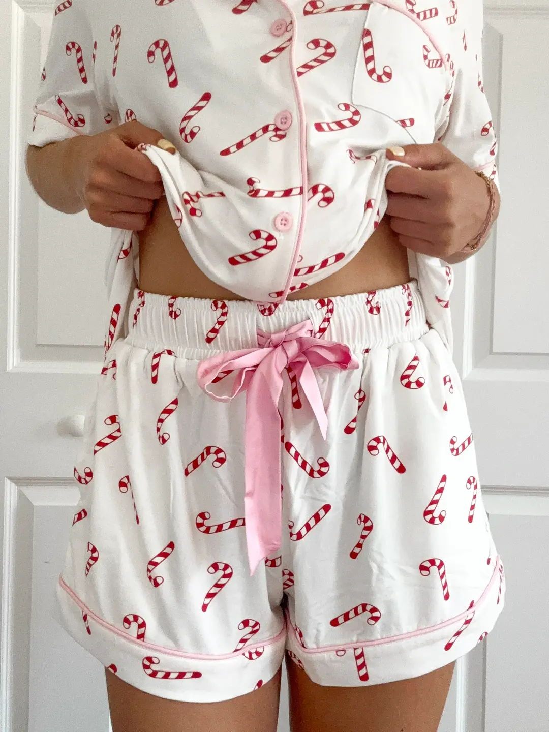 Candy Cane Holiday Christmas Pajama Shorts