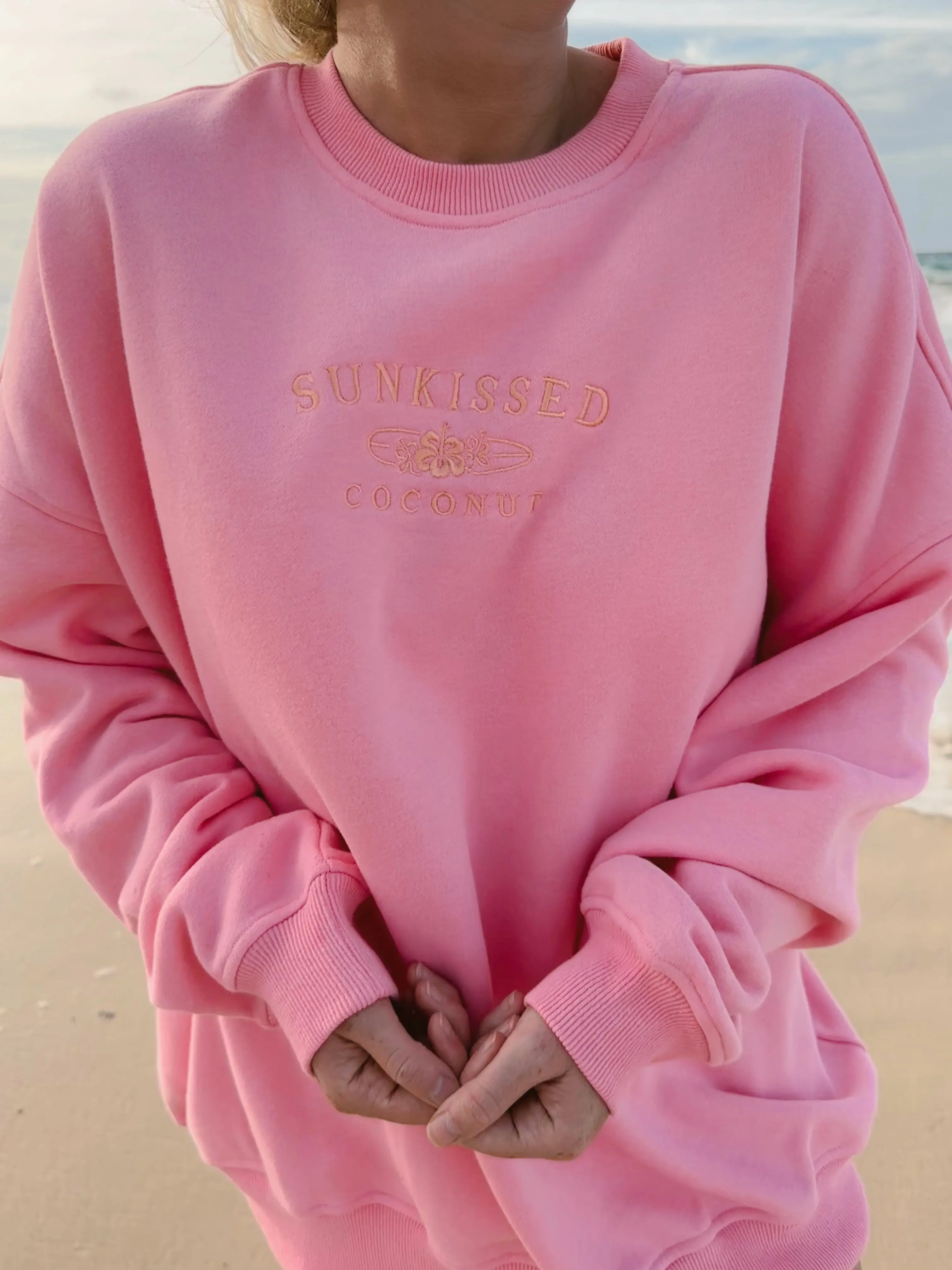 Lucky Pink Surfboard Crew Sweatshirt