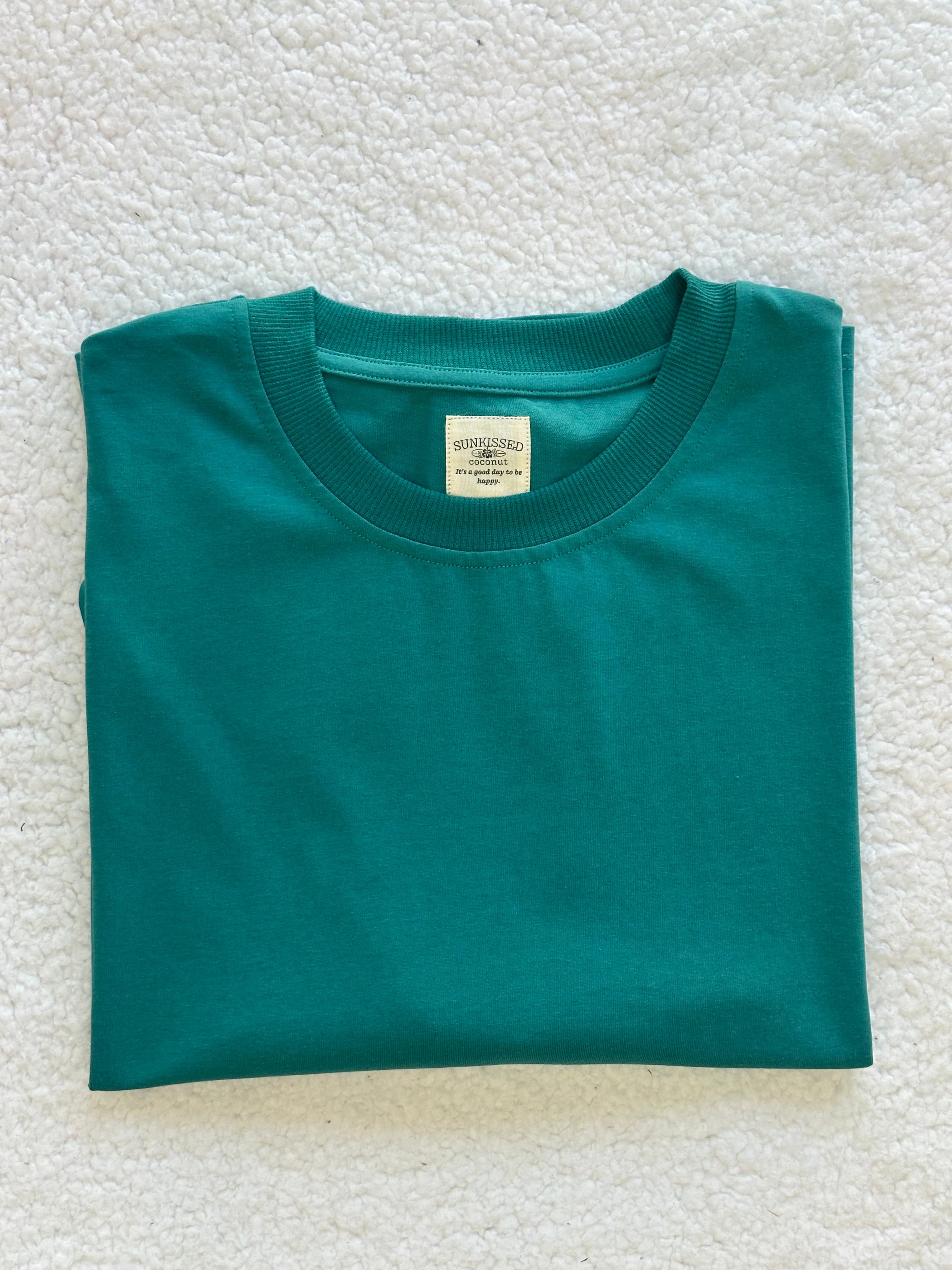 Bubbly Green Basic Slightly Cropped Blank Tee