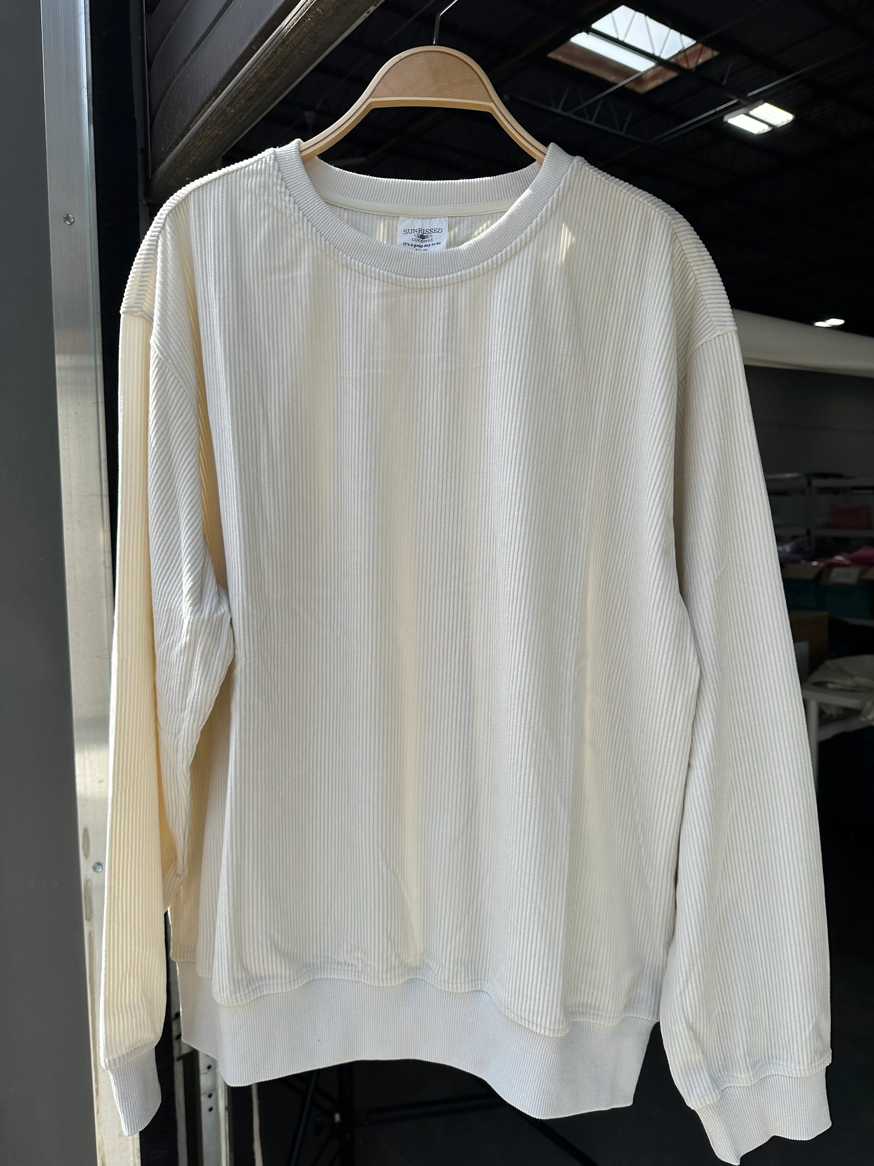 Ivory Basic Corduroy Sweatshirt