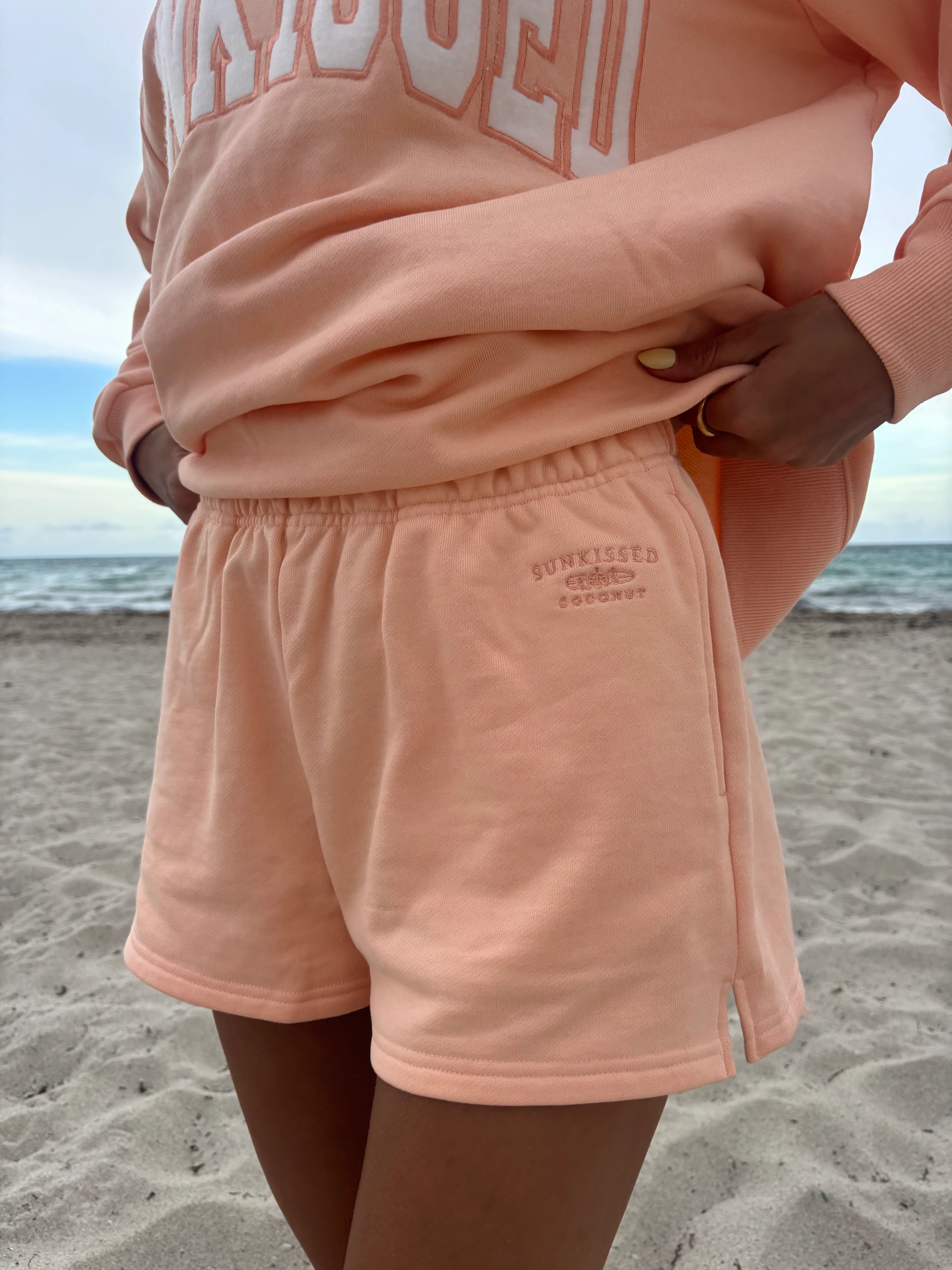 Sunkissedcoconut Embroidered Sweat Shorts 100% Cotton