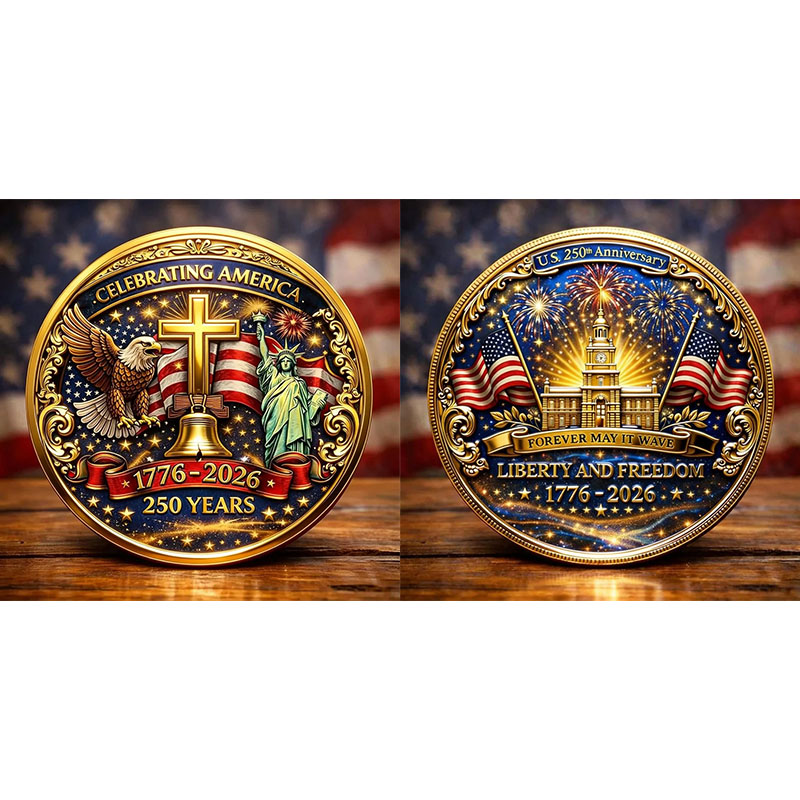 Eagle & Liberty & Cross United States 250th Anniversary Commemorative Coin