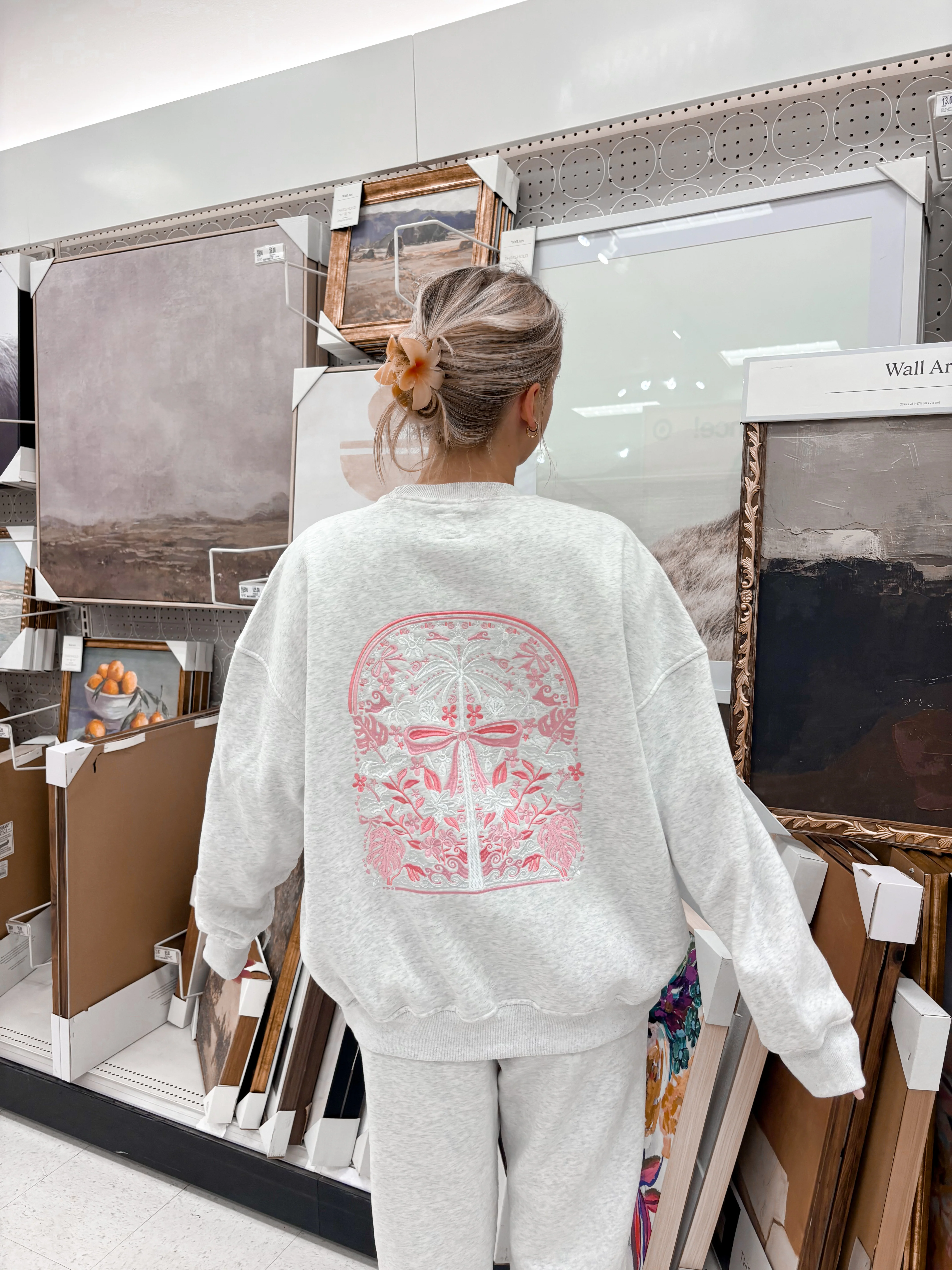 Pearl Grey Tropical Palms Sweatshirt