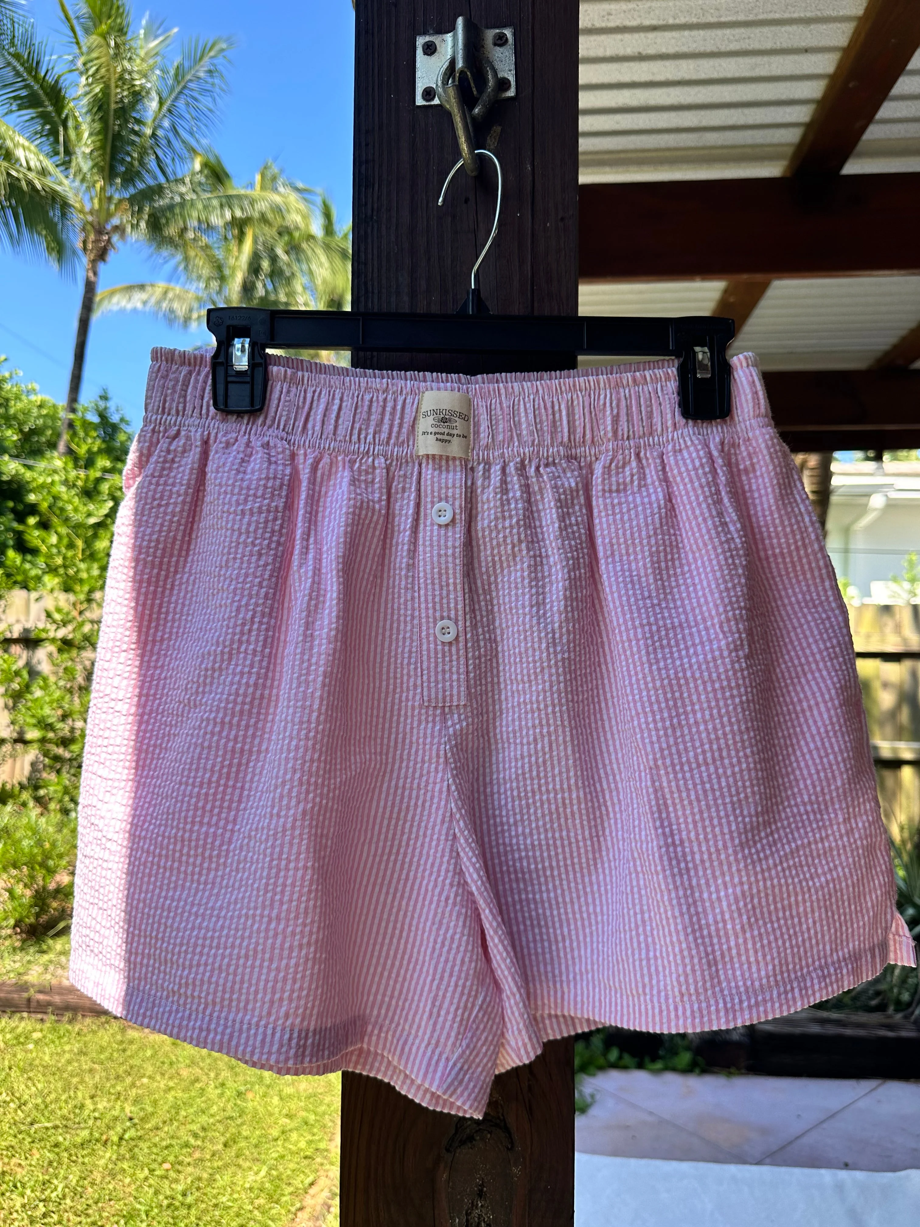 Pink Seersucker Everyday Boxer Shorts
