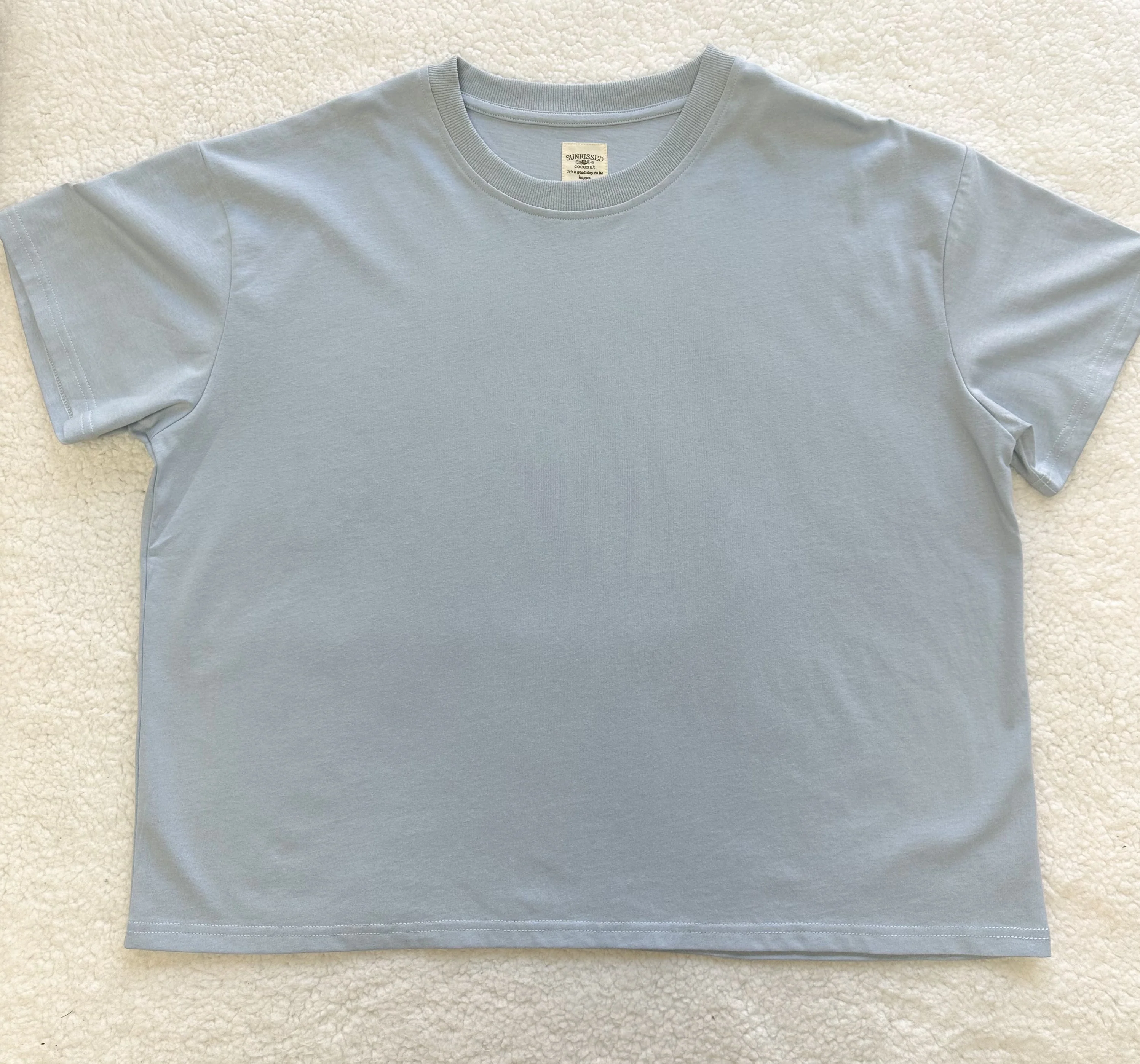 Coastal Blue Basic Blank Slightly Cropped Tee