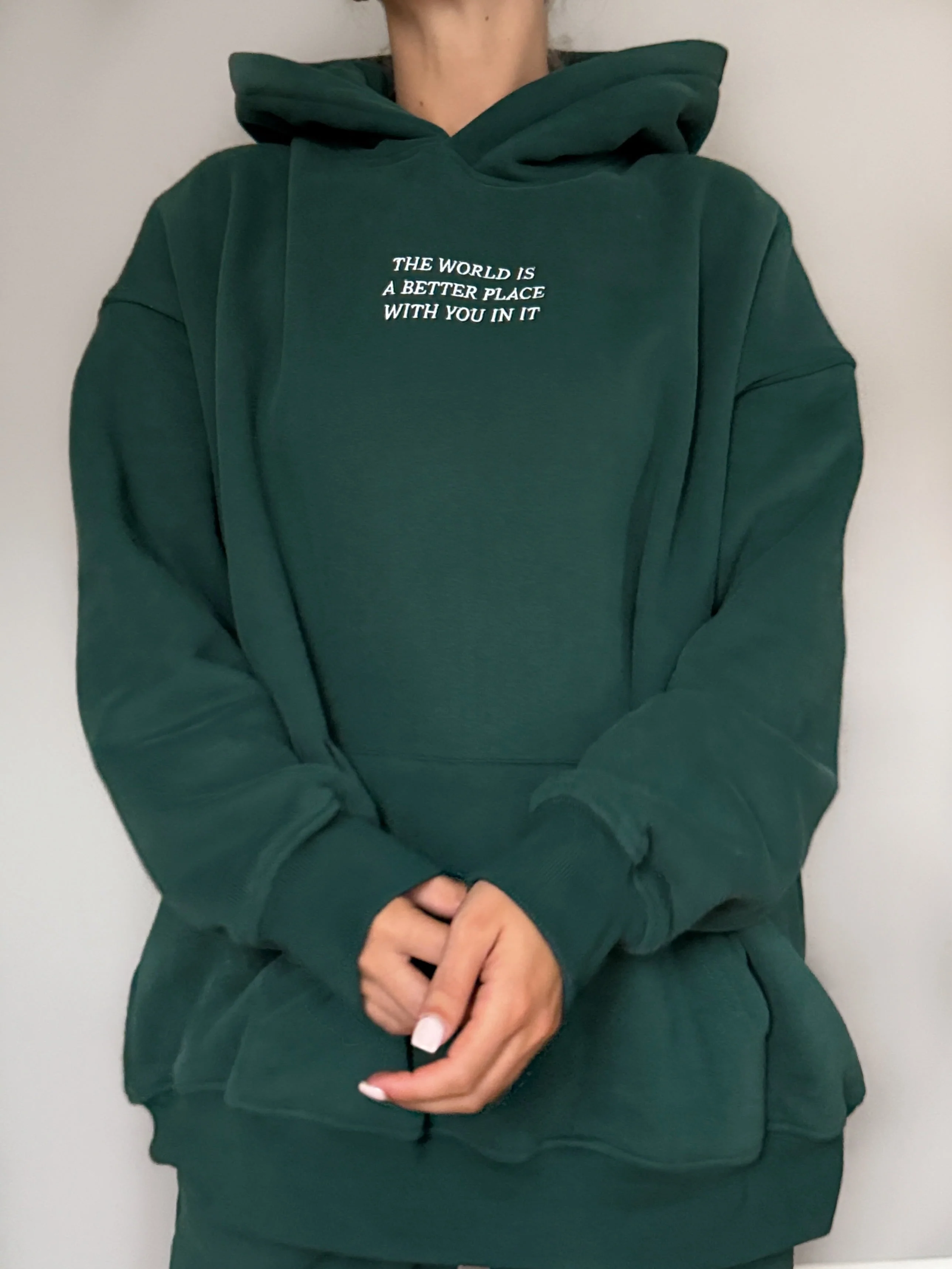 The World Is A Better Place With You In It Embroider Hoodie