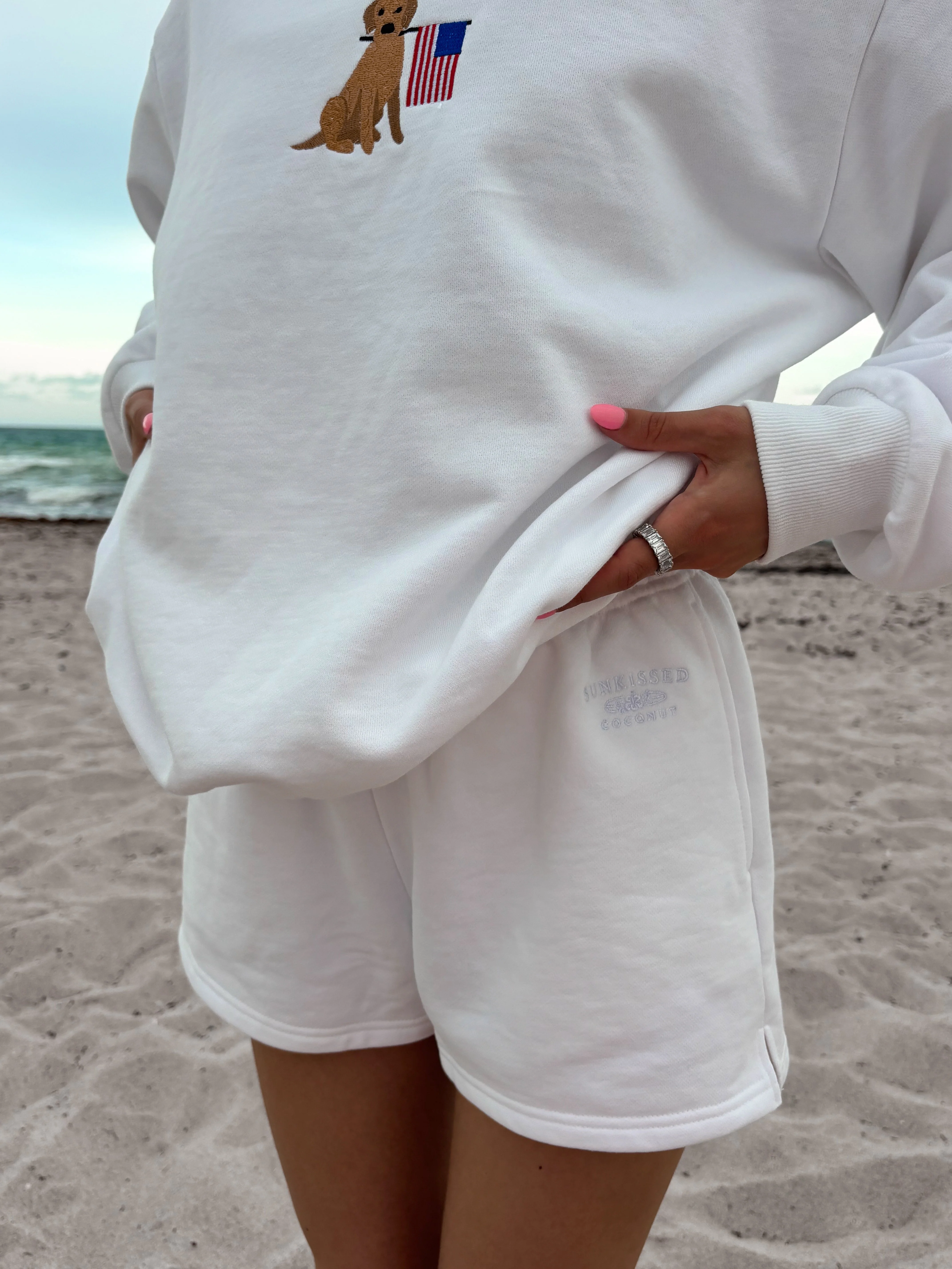 Sunkissedcoconut Embroidered Sweat Shorts 100% Cotton