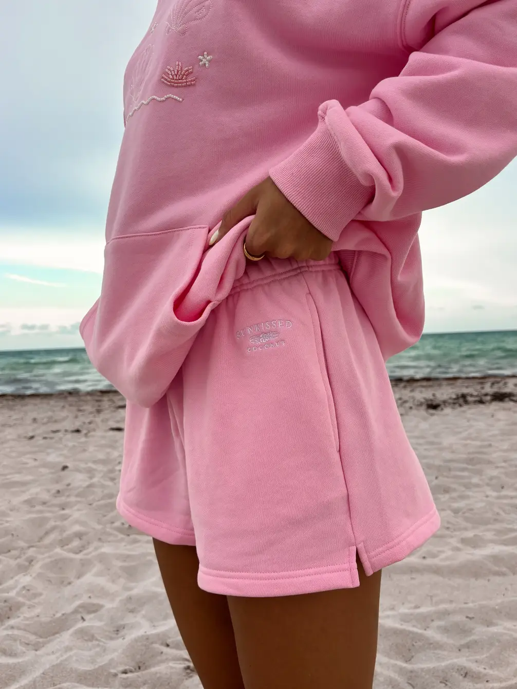 Sunkissedcoconut Embroidered Sweat Shorts 100% Cotton