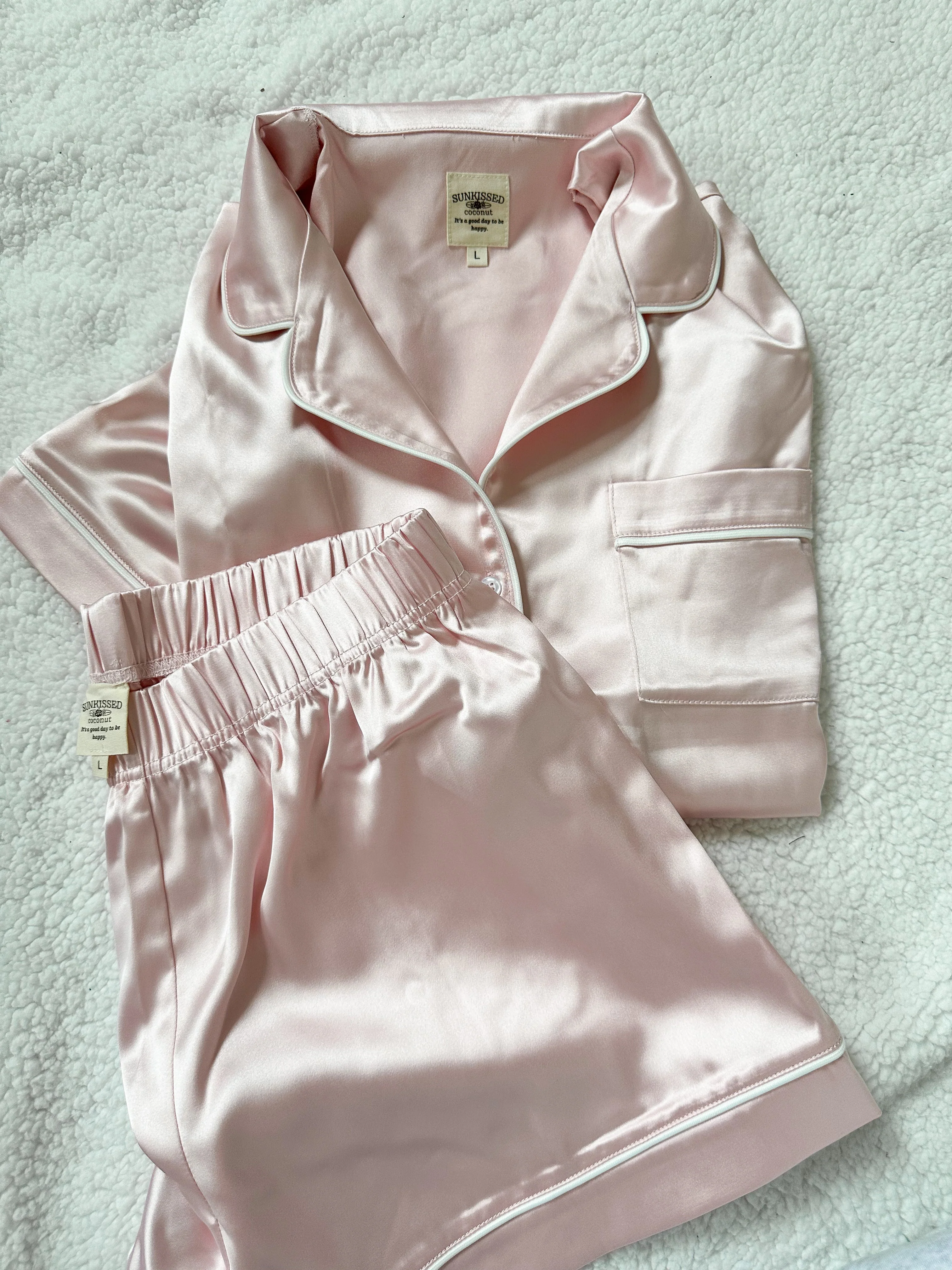Champagne Pink Short Sleeve Pajama Set