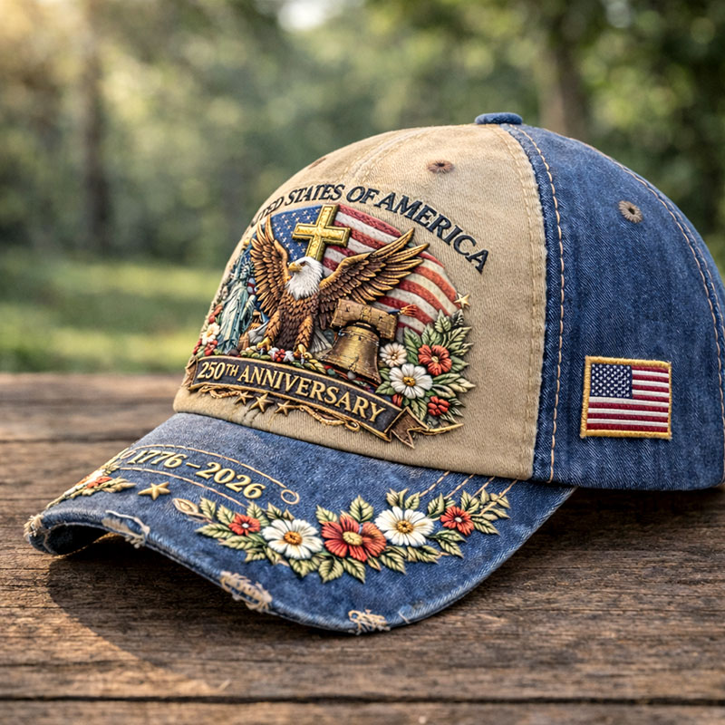 USA 250th Anniversary Embroidered Vintage Baseball Cap